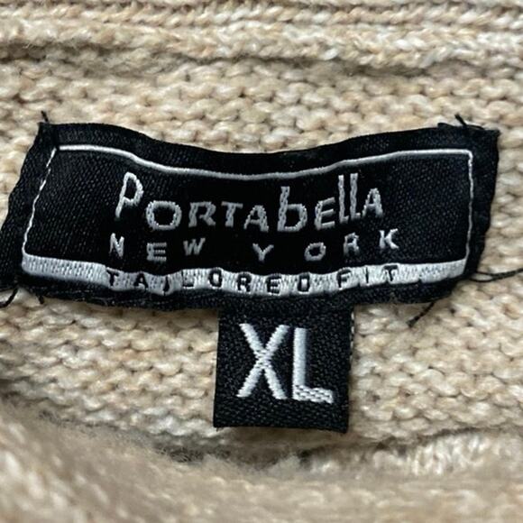 Portabella Women's Cream Tan Cable Knit Turtleneck Long Sleeve Sweater Top Sz XL - Picture 3 of 4